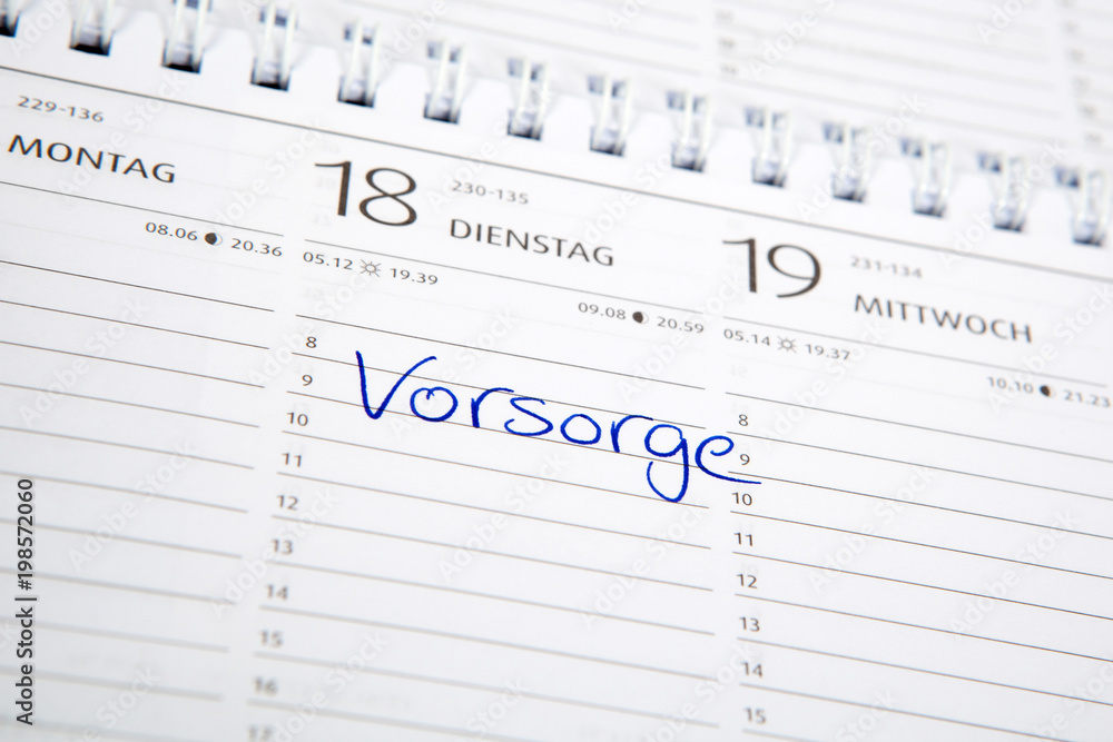 Eintrag im Kalender: Vorsorge Eintrag im Kalender: Vorsorge