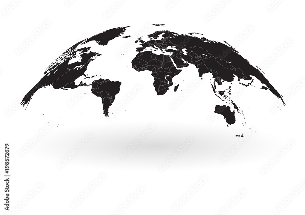 Obraz premium black world map globe isolated on white background