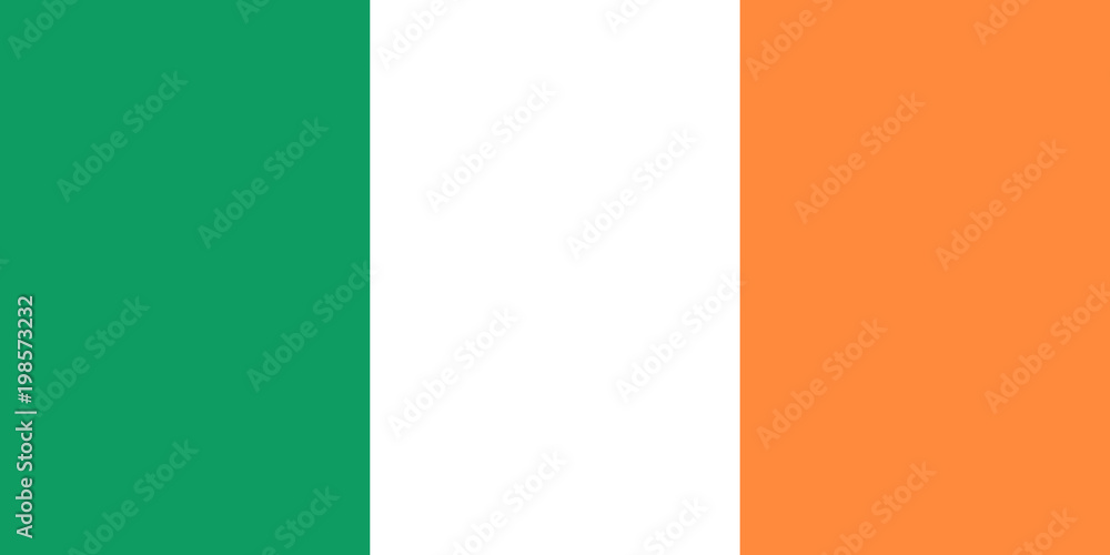 The Flag of Ireland. National symbol of the state. Vector illustration.