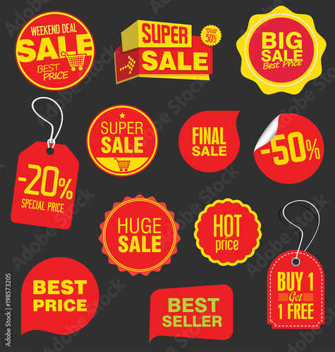 Sale stickers and tags vector illustration collection 