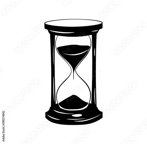 Sand clock doodle.  illustration isolated on white