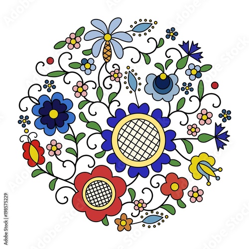 Traditional, modern Polish - Kashubian floral folk decoration vector photo