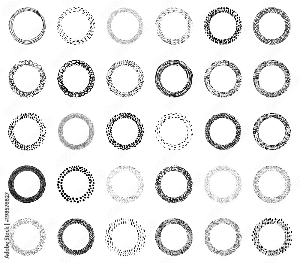 Vector doodle frames with, lines, dots and brush strokes for graphic design, labels and banners Vector doodle frames with, lines, dots and brush strokes for graphic design, labels and banners