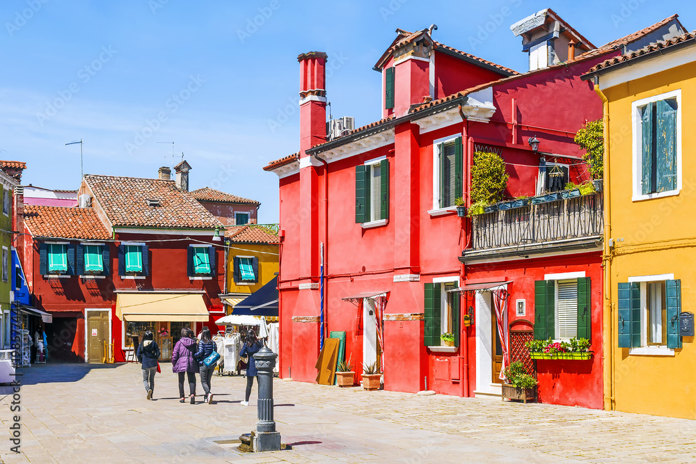 colorful houses on the island of Burano, Venice