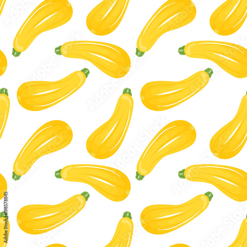 Zucchini seamless pattern isolated on white background. Vector illustration.