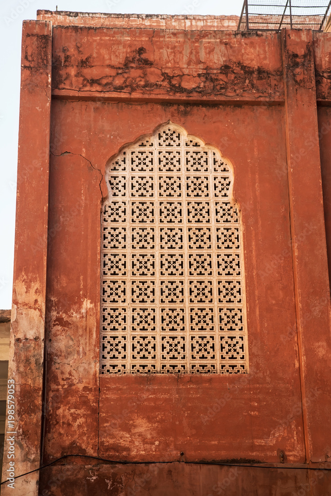 A window of an the Palace of Winds. East style. Hawa Mahal. India