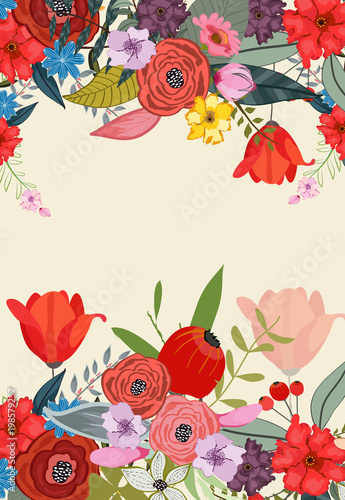 Blooming spring frame background design