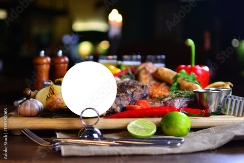 Background of a pub restaurant with an empty space for your signature or design