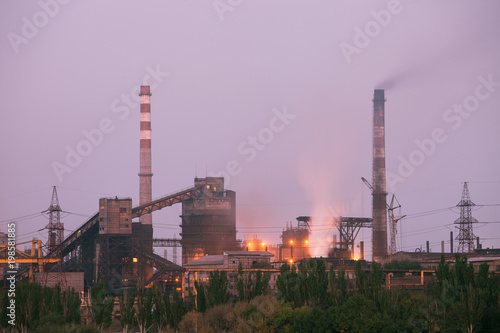 Chemical factory with smoke stack photo
