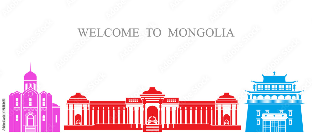 Abstract architecture. Isolated Mongolia architecture on white background