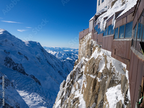 Aiguille du Midi, French Alps. Ski resort. Chamonix Mont Blanc, France. Holidays in Europe
