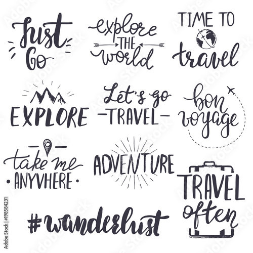 Set of inspirational travel quotes