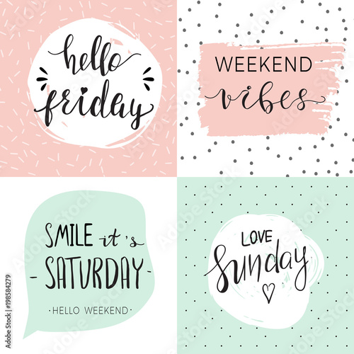 Set of four templates with quotes about weekend