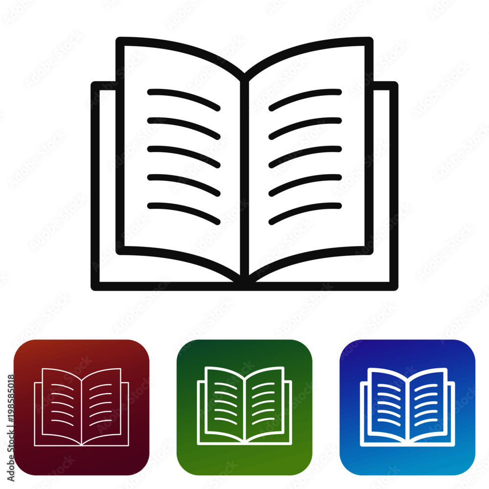 Book icon (simple symbol / pictogram) with additional thin and thick variants. Can symbolize documentation, manual, guide, reading, learning. Book icon (simple symbol / pictogram) with additional thin and thick variants. Can symbolize documentation, manual, guide, reading, learning.