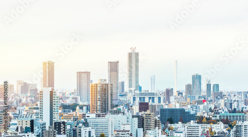 Asia business concept for real estate and corporate construction - panoramic modern city skyline aerial sunset view of bunkyo under fantasy pink sky and cloud  tokyo  Japan