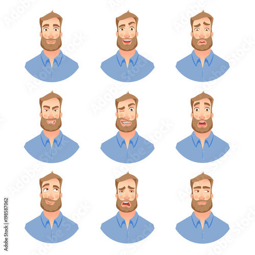 Face of man with beard -set