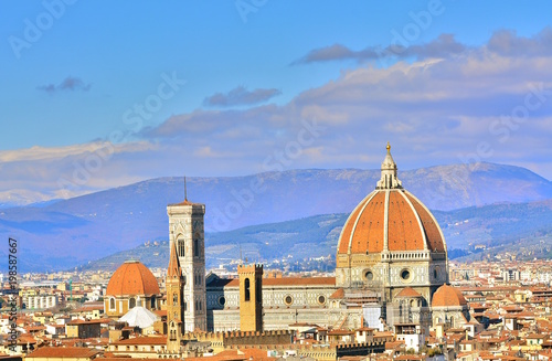 Beautiful street View of the Cathedral Santa Maria del Fiore in Florence  Italy