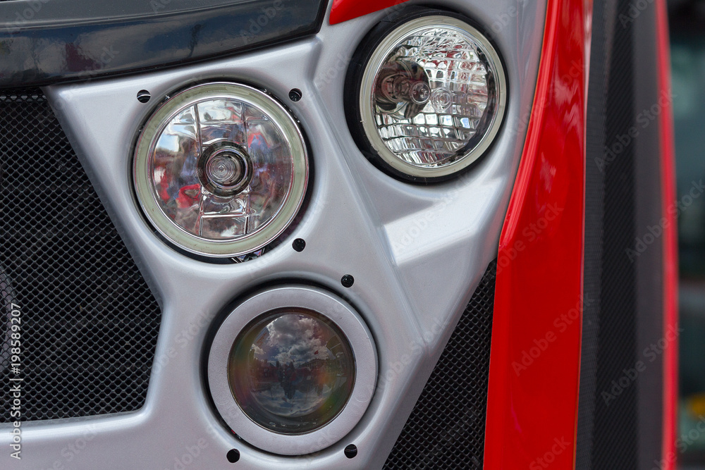 Lights of a modern tractor close-up. Design