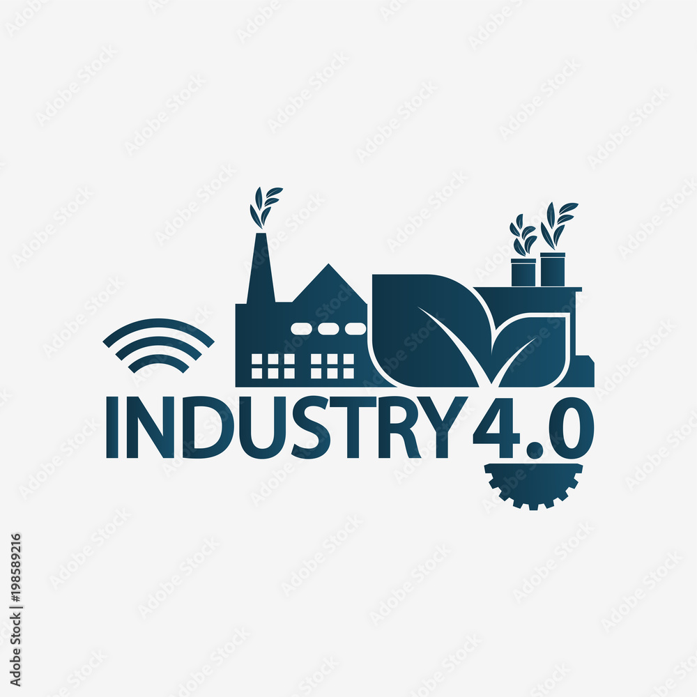 Industry 4.0 icon,logo factory,technology concept.vector illustration Industry 4.0 icon,logo factory,technology concept.vector illustration