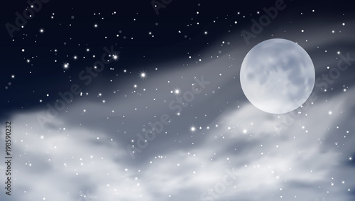 Abstract Stars Cloudy Night Sky With Big Dipper Constellation