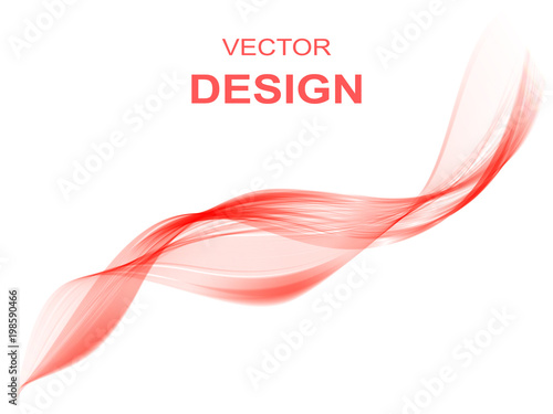 Abstract smooth color wave vector. Curve flow red motion illustration.