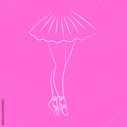 Slender ballerina feet on a pink background