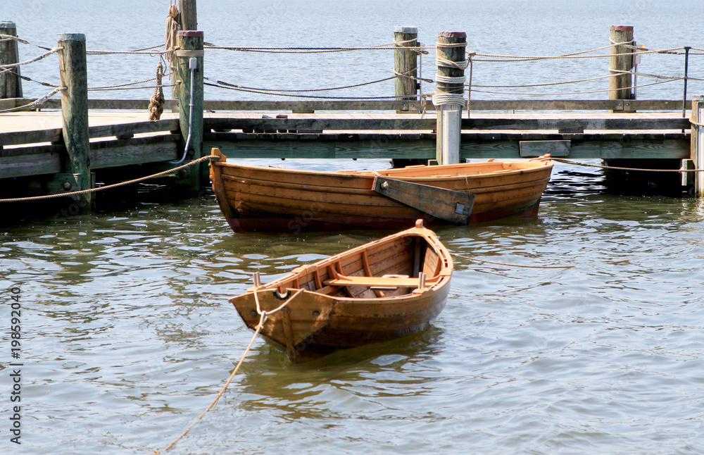 Wooden row boat 17th century replicas