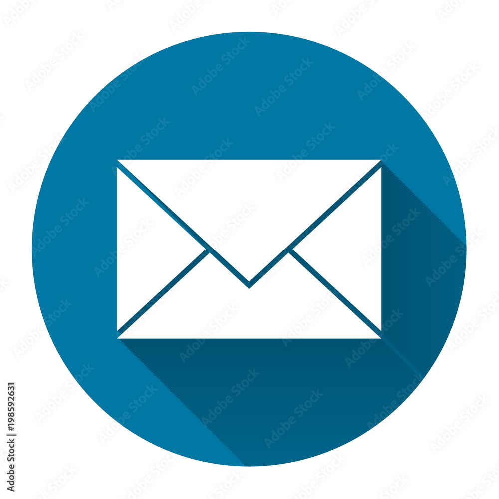 Mail icon with long shadow black on white background,Simple design style.vector illustration Mail icon with long shadow black on white background,Simple design style.vector illustration