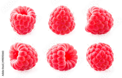 Raspberry isolated on white. Raspberries. Collection.