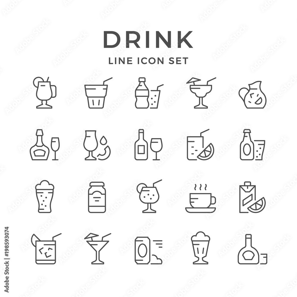 Set line icons of drink Set line icons of drink