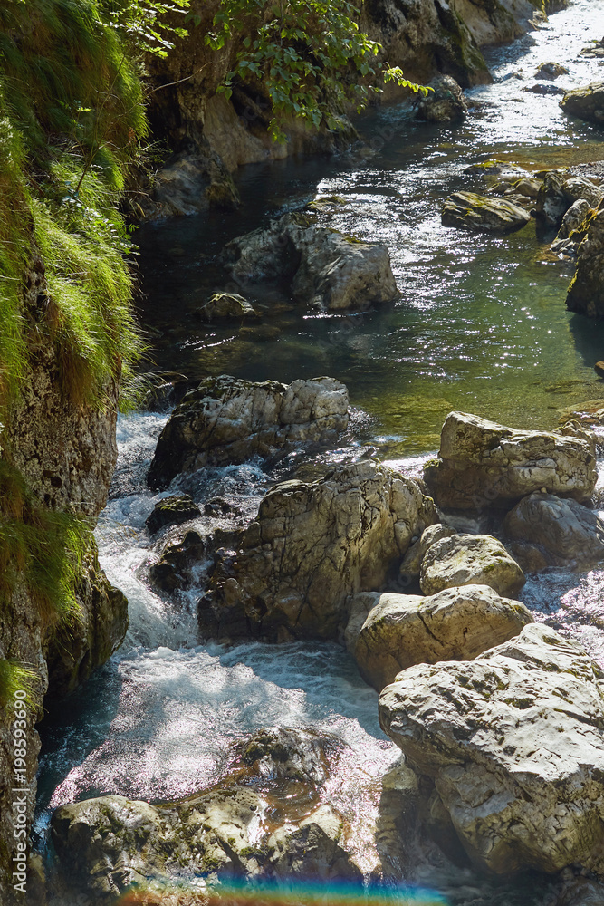 Mountain fast river in the mountains of Italy. Mountain fast river in the mountains of Italy.