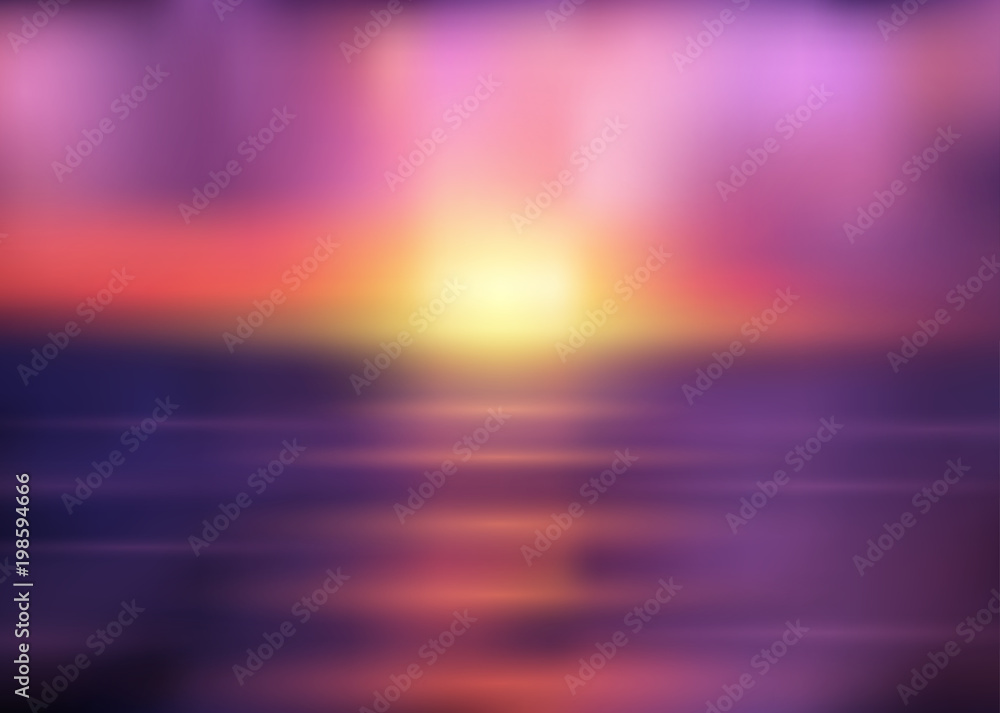 Vector blurred sunrise seascape. Vector background for your design.