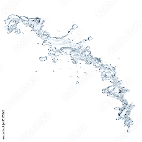 Water splash with water droplets isolated. Clipping path included. 3D illustration
