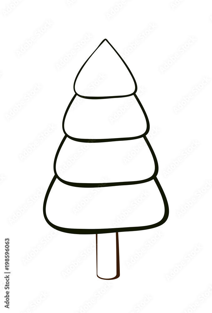 Vector illustration of fir christmas tree in black and white colors Vector illustration of fir christmas tree in black and white colors