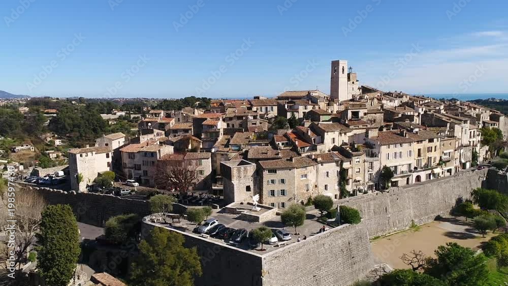 Aerial view of St Paul de Vence, a Famous perched village on French Riviera, HD (1920X1080) Aerial view of St Paul de Vence, a Famous perched village on French Riviera, HD (1920X1080)
