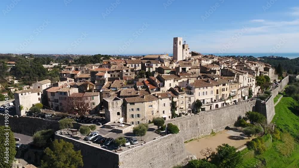 Aerial view of St Paul de Vence, a Famous perched village on French Riviera, HD (1920X1080) Aerial view of St Paul de Vence, a Famous perched village on French Riviera, HD (1920X1080)
