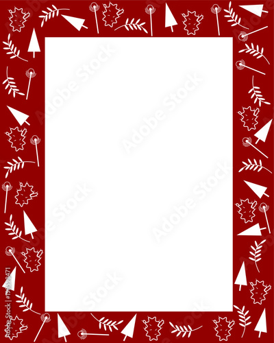 Spring plants pattern with rectangular space for text. Cactus, leaves, branches, trees. 