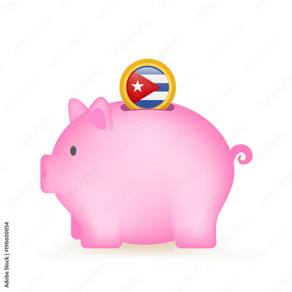 Obraz premium Cuba Flag Coin Piggy Bank Savings