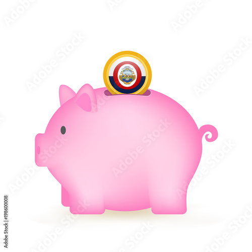 Costa Rica Flag Coin Piggy Bank Savings