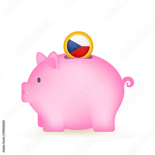 Czech Republic Flag Coin Piggy Bank Savings