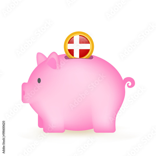 Denmark Flag Coin Piggy Bank Savings