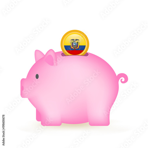 Ecuador Flag Coin Piggy Bank Savings