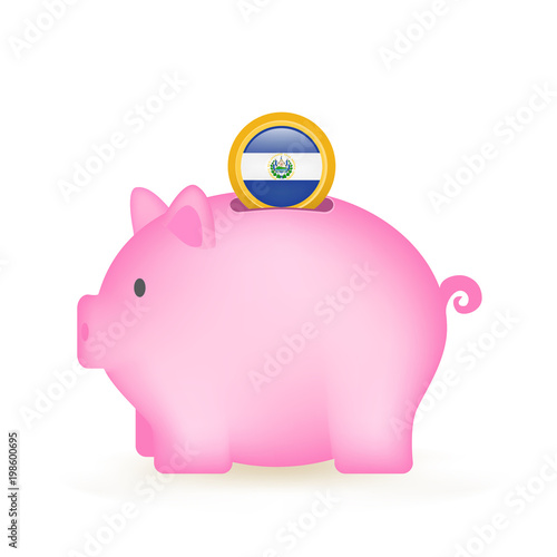 El Salvador Flag Coin Piggy Bank Savings