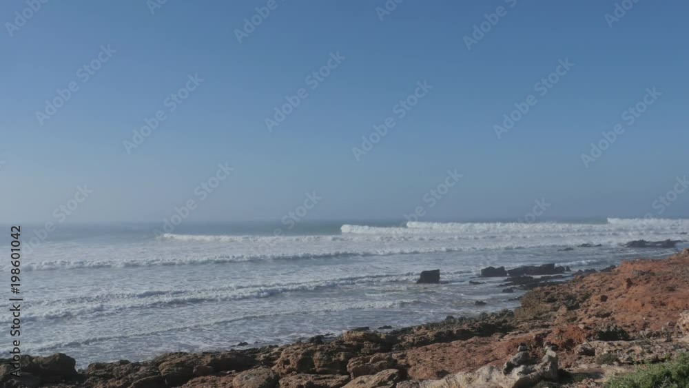 Big waves in the Atlantic Ocean - Perfect surf in the desert of Morocco, Africa. Big waves in the Atlantic Ocean - Perfect surf in the desert of Morocco, Africa.