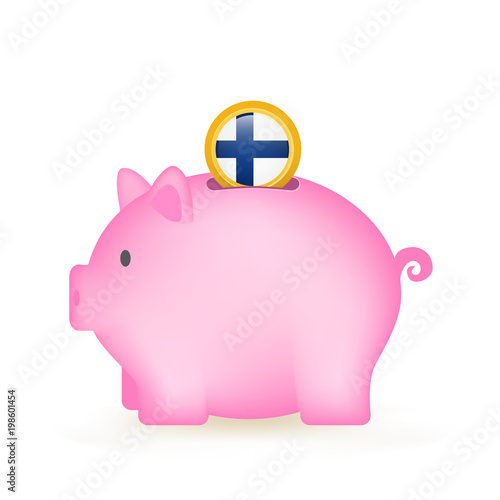Finland Flag Coin Piggy Bank Savings