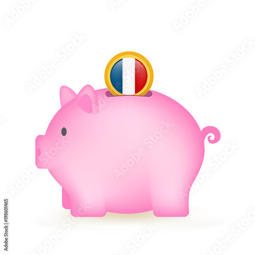 France Flag Coin Piggy Bank Savings