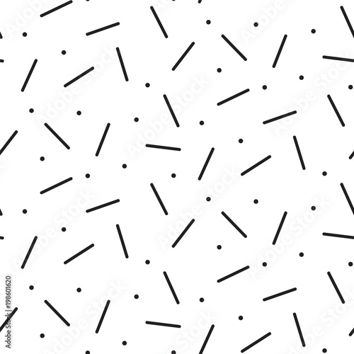 MEMPHIS STYLE SEAMLESS PATTERN. GEOMETRIC ELEMETS TEXTURE. 80S-90S DESIGN ON WHITE BACKGROUND