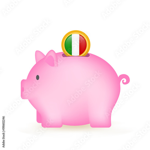 Italy Flag Coin Piggy Bank Savings
