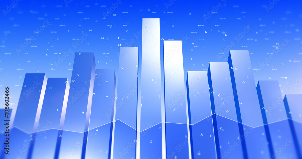 Stock Market Data 3D Background With Letters And Bar Charts. Business and Economy Related Concept. Stock Market Data 3D Background With Letters And Bar Charts. Business and Economy Related Concept.