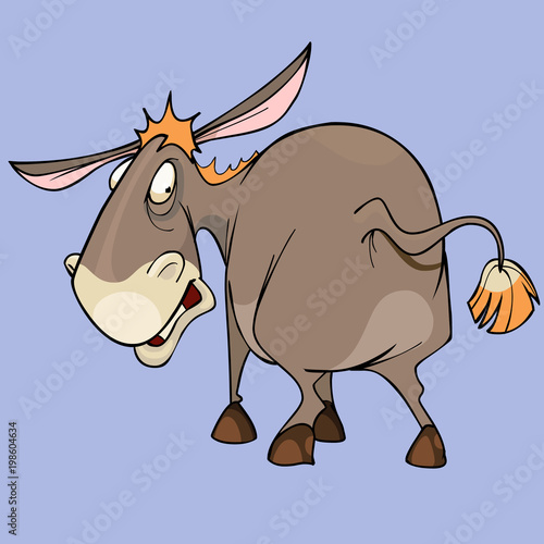 cartoon funny character puzzled donkey looking around